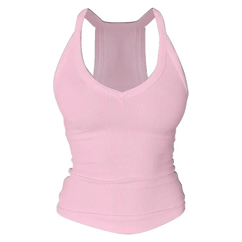 Built-in bust support, sleeveless backless slim-fit basic tank top