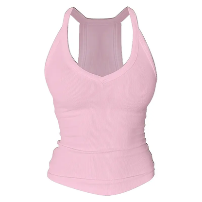 Built-in bust support, sleeveless backless slim-fit basic tank top