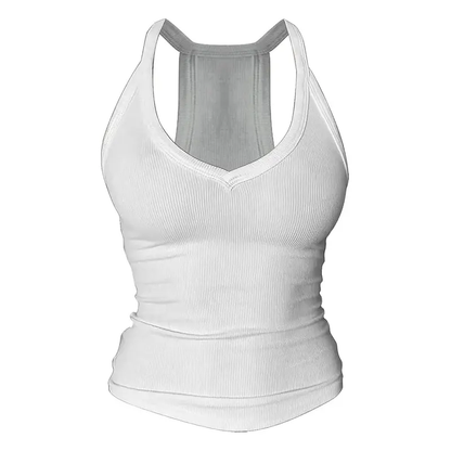Built-in bust support, sleeveless backless slim-fit basic tank top