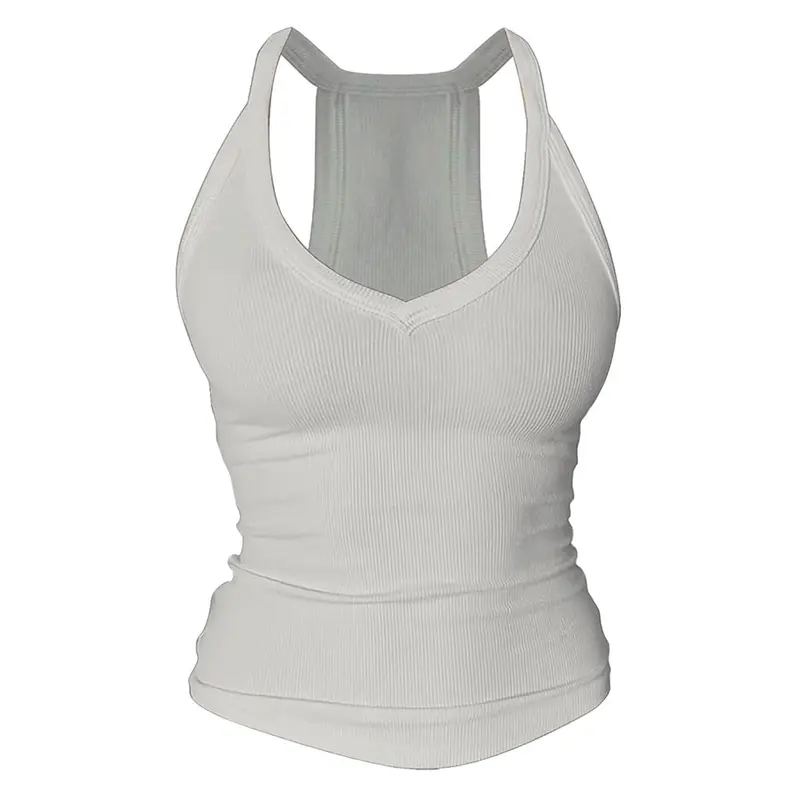 Built-in bust support, sleeveless backless slim-fit basic tank top